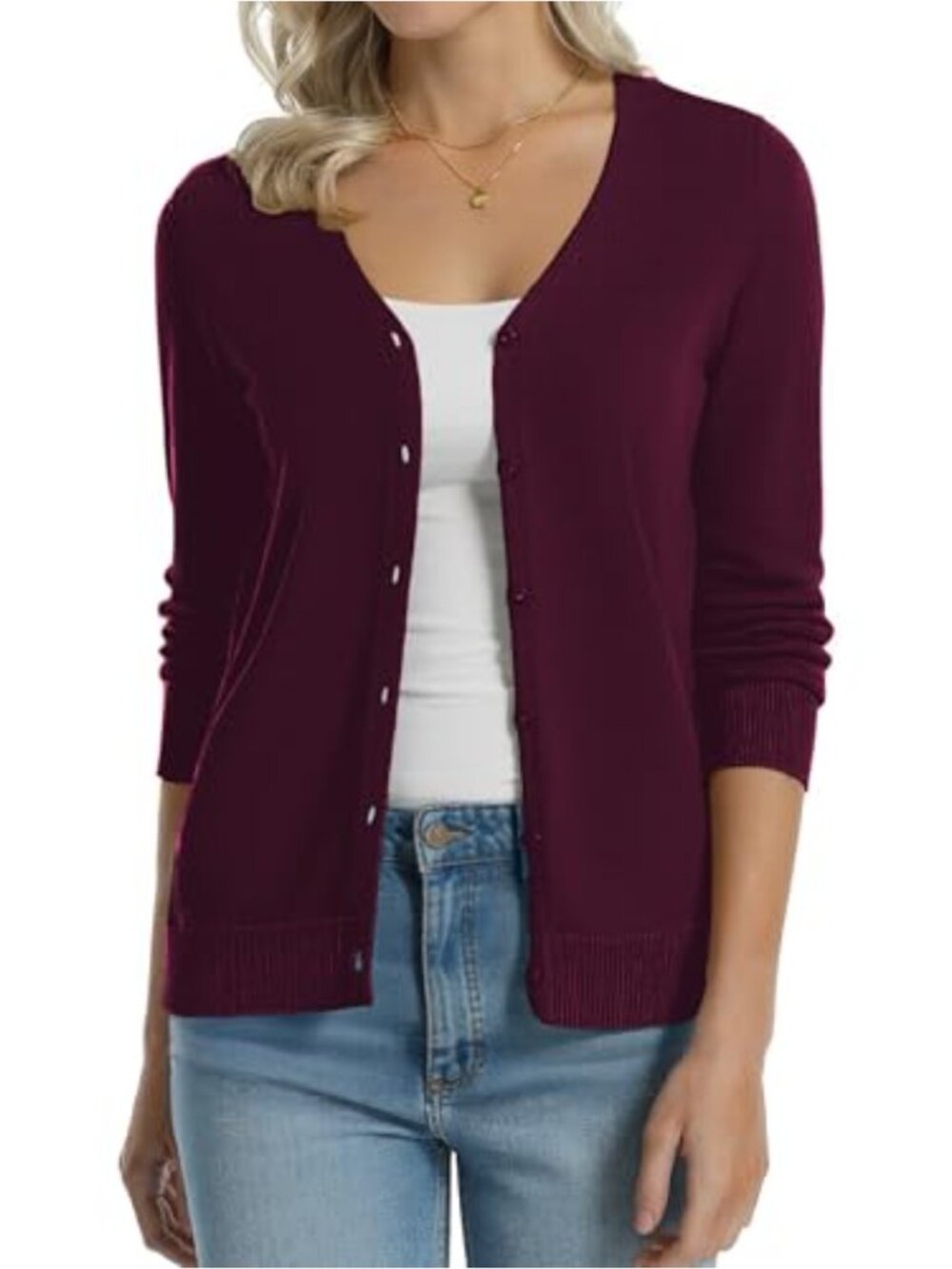 100% Cotton Lightweight Button Down Cardigan Long Sleeve Knit Sweater